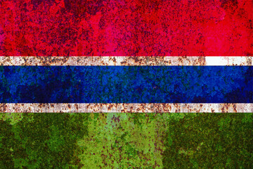 Abstract textures create a vibrant and bold depiction of the flag, with red, white, blue, and green...