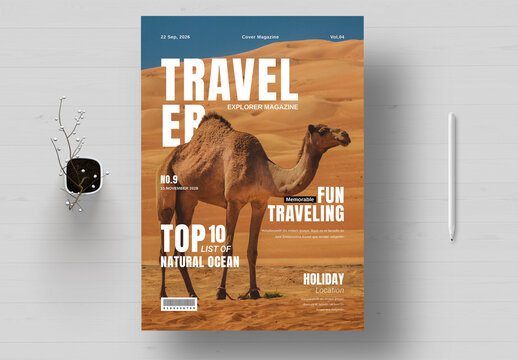 Travel Cover Magazine Template Layout
