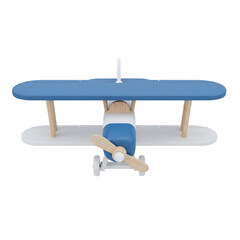 Blue and white wooden toy biplane airplane © PNG Lab