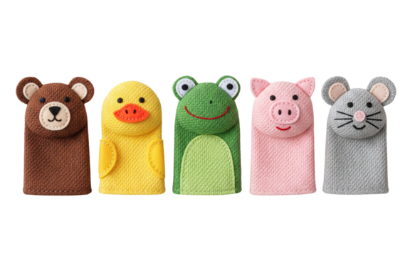 Set of cute animal finger puppets for children