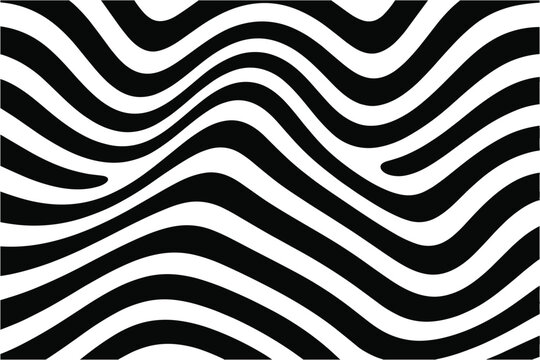 Symmetrical Black and White Wavy Line Pattern