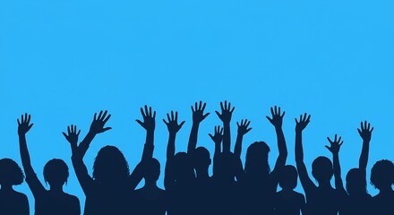 Silhouettes of women with raised arms
