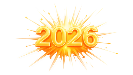 New Year 2026 Celebration, isolated on transparent background