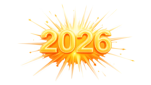 New Year 2026 Celebration, isolated on transparent background