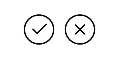 Tick and Cross checkmark vector icons in line style design for website design, app, UI, isolated on white background. Editable stroke. EPS 10 vector illustration. © Muhammad