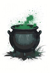 Witchcraft Scene: Stylized Cauldron with Pigment Explosion