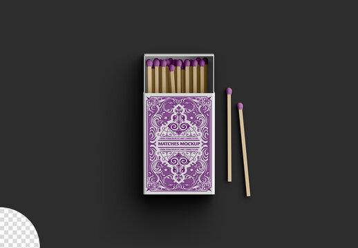 Open Matches Box Mockup Isolated