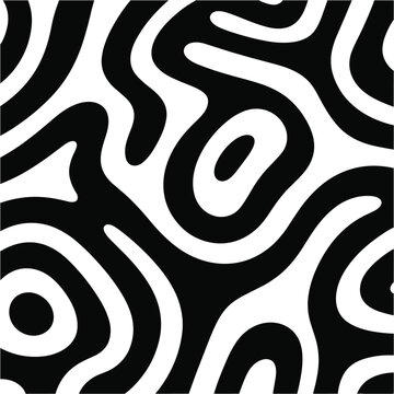 Abstract Black and White Flowing Curved Line Pattern