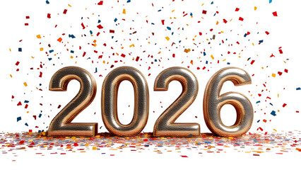 New Year 2026 Celebration 3d rendered, isolated on transparent background