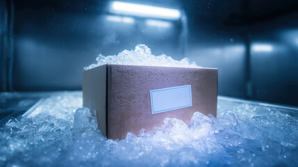 Sustainable Packaging Surrounded by Ice in a Cool Environment