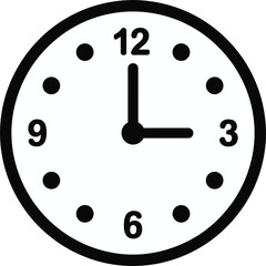 Analog Clock Showing 3 Oclock With Black Numbers And Hands vector untitled