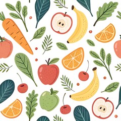 seamless pattern with fruits