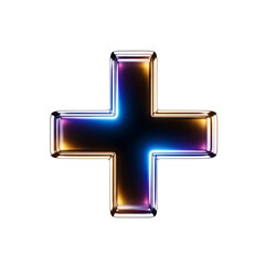 Fototapeta premium Plus Sign Illustration with Glossy and Metallic Colorful Effect Isolated on Black
