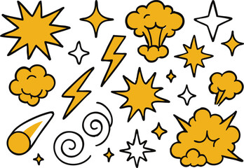 Comic Style Action Vector Set with Fire, Smoke, Bursts and Flash Elements