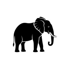 Fototapeta premium Black silhouette elephant isolated white background