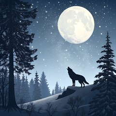 wolf howling at night