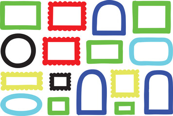 Vector set playful decorative frames with bright colors and fun borders
