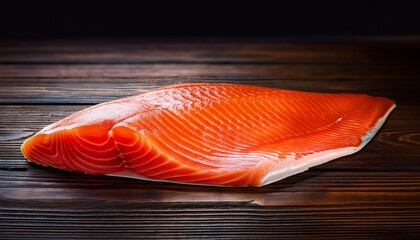Fresh Trout Fillet On Wooden Surface