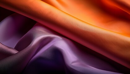 Close Up Of Draped Fabric Showing Folds And Shadows With A Gradient Of Orange To Purple Colors