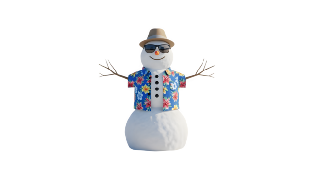 A cheerful snowman dressed for a tropical vacation. - Powered by Adobe