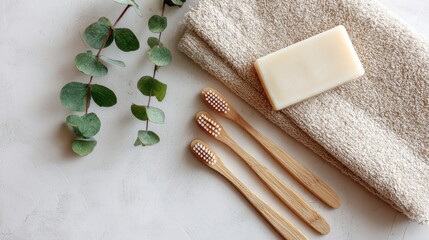 Eco-friendly Bathroom Essentials With Natural Textures and Greenery