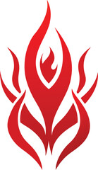 A red fire symbol centered on a white background, representing heat or danger.
