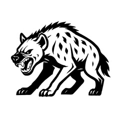 Fototapeta premium Fierce Spotted Hyena Attacking Stance Mascot Vector - Aggressive Wild Safari Animal Emblem