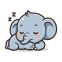 Cartoon elephant mascot sleeps peacefully now