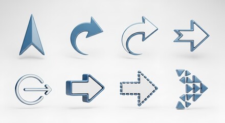 Arrows in various shapes and styles pointing the way, representing direction, navigation, and forward motion, perfect for website design or marketing materials