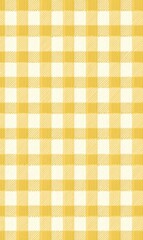 Yellow gingham pattern tablecloth flat lay background for product presentation
