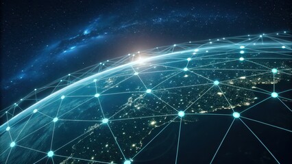 Abstract digital network over Earth illustrating global connections
