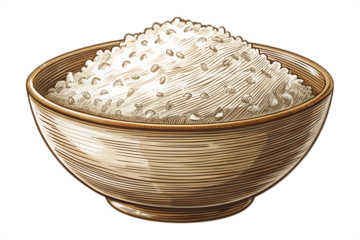Bowl of Cooked Rice with Grains Illustrated food