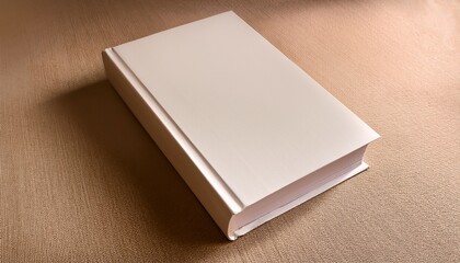Fototapeta premium Single Hardcover Book With A Blank Cover Placed Flat On A Plain Pastel Beige Background Minimal And Literary 4