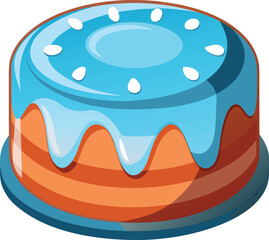 A blue cake topped with smooth blue icing, elegantly presented on a white plate.