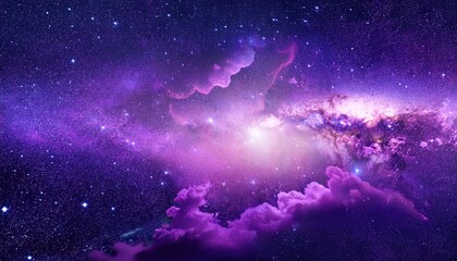 Bright Purple Cosmic Background With Nebula And Stardust
