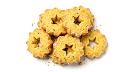 Star-shaped cookies on white background, delicious treat.