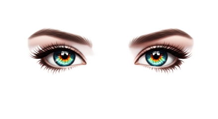 Captivating green eyes with long lashes and defined brows.