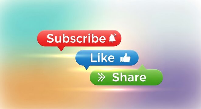 Boost your online presence with these call to action buttons for social media marketing subscribe like and share for content creators and digital influencers