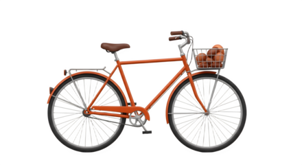 Classic Orange Bicycle with a Basket Full of Flowers.