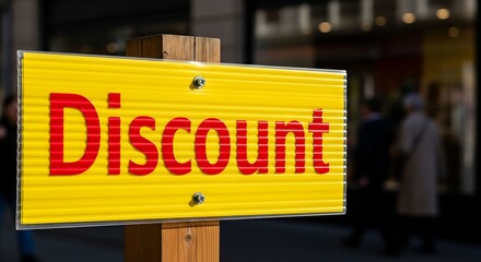 Grab amazing deals now with prominent discount sign outside popular store offering savings today and enticing shoppers to take advantage of limited time offers