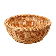 Obraz premium Brown wicker bread basket. Isolated white background. Png format