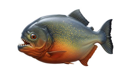 Closeup of a Piranha Fish Detailed View of Scales and Jaws.