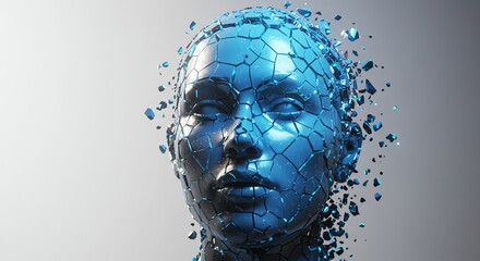 Fragmented female head with digital effect
