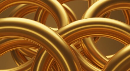 Golden rings abstract intertwined design