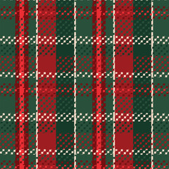 Christmas Plaid Seamless Pattern Texture. Red and green holiday tartan plaid pattern design for textile, fabrics, print, fashion and packaging