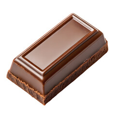 A single piece of milk chocolate bar with textured edges isolated on transparent background