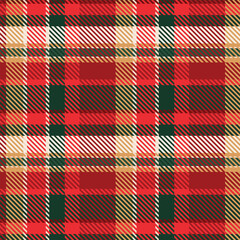 Festive Christmas Plaid Seamless Pattern. Red and green holiday tartan plaid pattern design for textile, fabrics, print, fashion and packaging