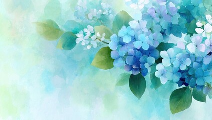 Fototapeta premium A blue flower with green leaves