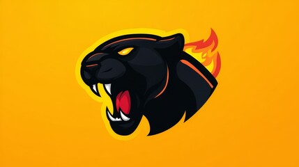 Angry panther roaring vector illustration symbol showing fierce wild animal aggression. Powerful predator concept for mascot design, sports teams, and branding projects