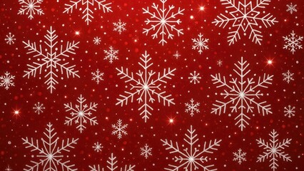 Festive snowflakes on red background.